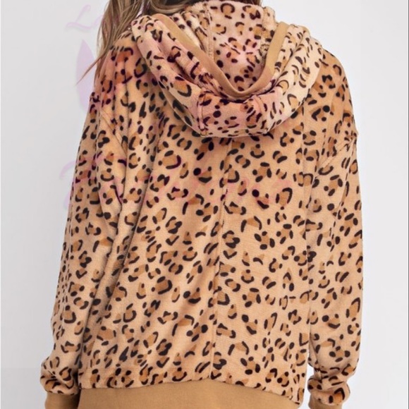 Animal Printed Fur Jacket- CAMAL - Picture 4 of 6